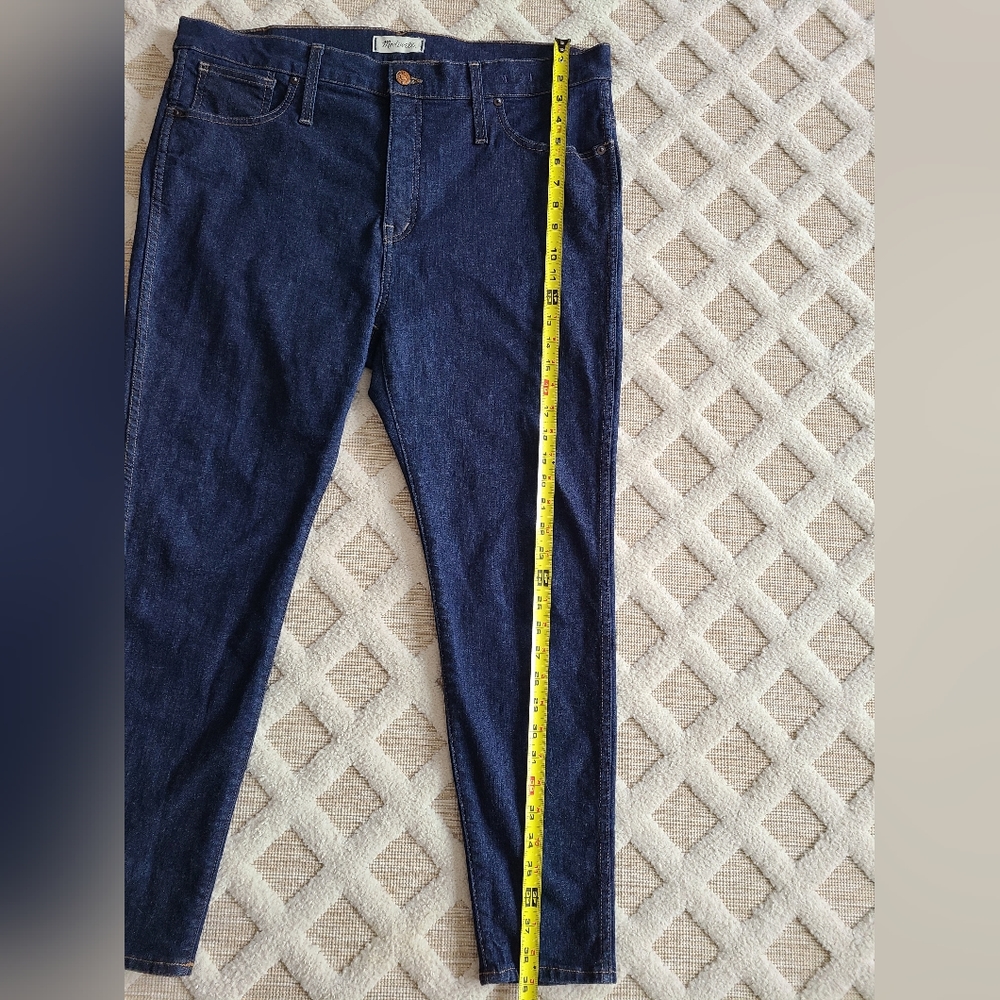 MADEWELL Women's 10" High-Rise Skinny‎ Jeans Dark Blue Wash Size 34P   Classic - Picture 9 of 10